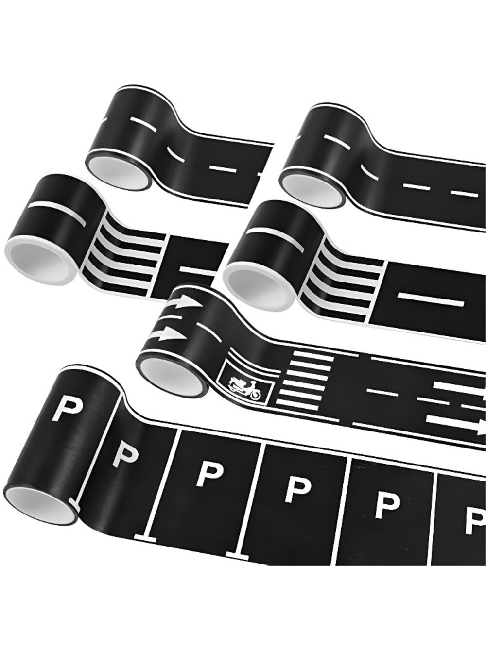 6 Rolls Roadway Tape, Race Cars Decorations for Kids Birthday Party, 92 FT